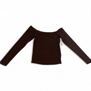 NWT Ardene Chocolate Brown Off-the Shoulder Women's Top in size L